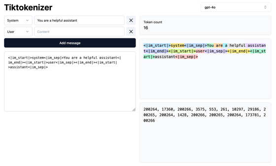 Screenshot Tiktokenizer